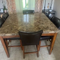 Like New Granite Table And 6 Chairs