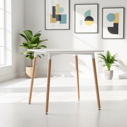 Homy Casa ROOKIE SQUARE TABLE WHITE A 31.5" x 31.5" Dining Table for Home and Workspace