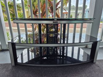 sZ-Line Designs 3-Tier Glass and Metal TV Stand / Media Console