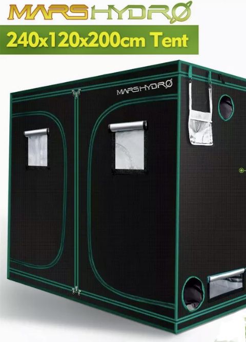 Mars Hydroponic Mylar reflective Indoor Grow Tent + 2x Fully equip TSW -2000 Lighting, Hoods, Straps, And Fans
