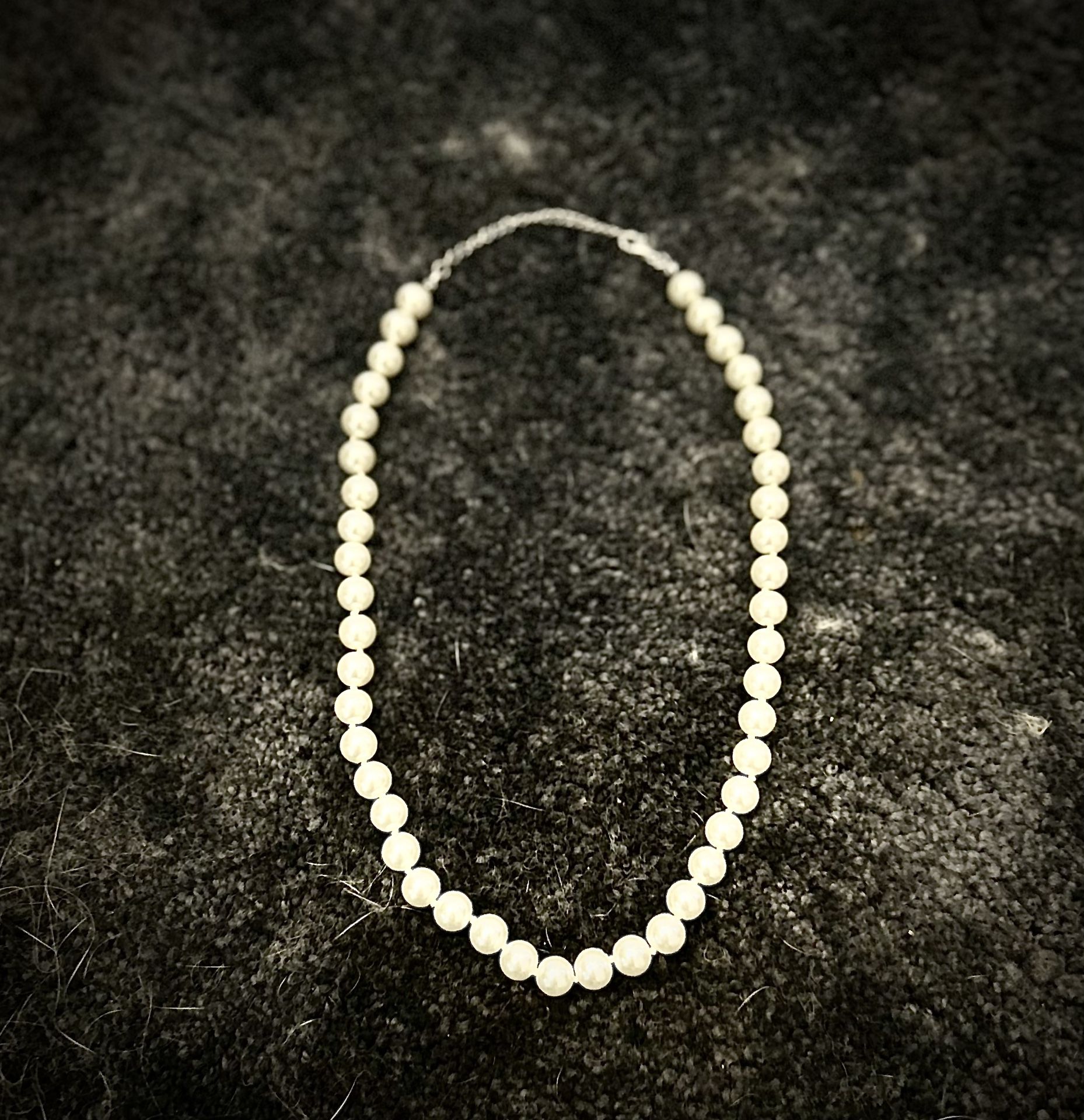REAL cultured Pearl Necklace Choker 925 Silver