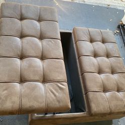 Brown Tufted Ottoman with Storage