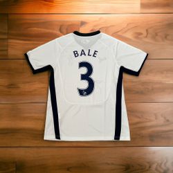 Spurs Tottenham Gareth Bale #3 Home White Retro Soccer Jersey 2008-09 Men Size