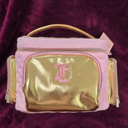 Juicy Couture velour cosmetic bag - pink & gold NWT