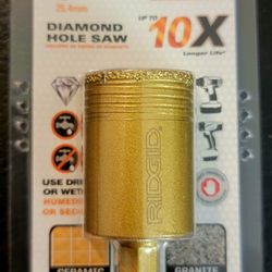 RIGID 1" Diamond Hole Saw V-tech For Tile and Stone HD-VBHS1