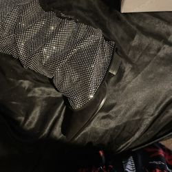 Sparkly Black Foldover Boots