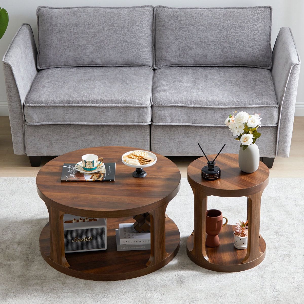 Coffee Table Set of 2, Walnut. Brand New In Box