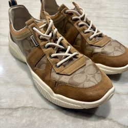 Coach Signature Low Top Sneakers Brown Tan Us 10.5