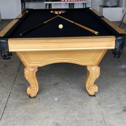 Natural Finish Glossy 8’ Pool Table (Free Delivery & Pro Setup) 