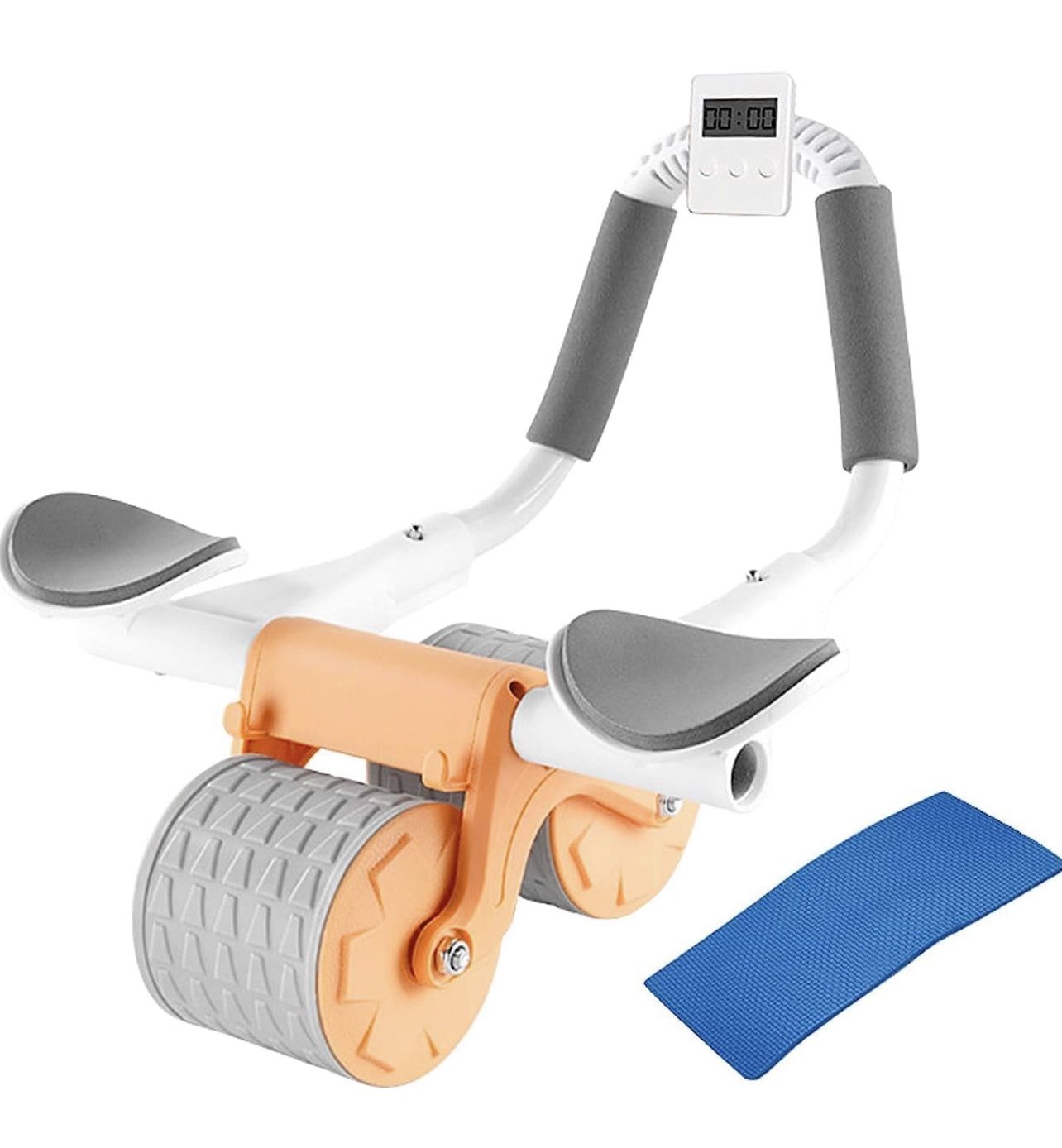 Ab Roller with automatic rebound, elbow support & timer
