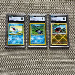 Totodile, Poliwag, And Radiant Charjabug Graded Pokemon Collectible Cards 