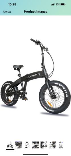 Overfly Hummer 20"x4"Fat Tire Electric Folding Bike for Commuter with 500W Bafang Motor, 48V/10.4A Battery, 7 Speed, and 6 PAS (Class 2)