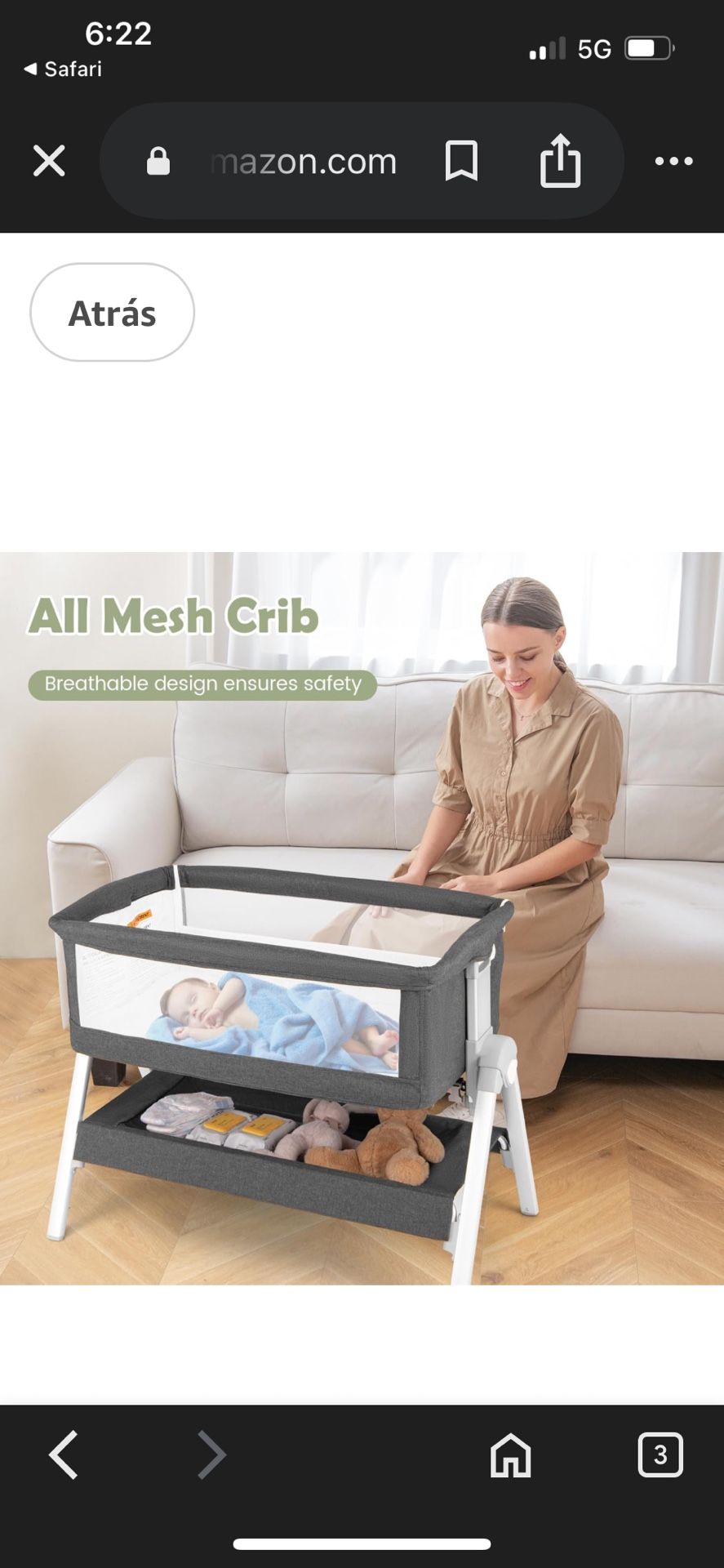 New Baby Bassinet Bedside Crib