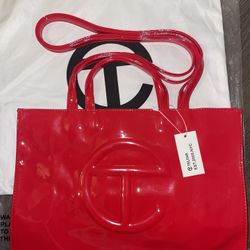 Telfar Medium Shopping Bag- Patent Red
