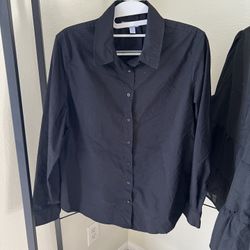 Black Collar Buttoned Down Dress Shirt