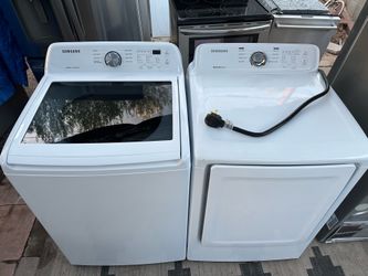 Samsung SmartCare top load washer and electric dryer