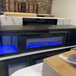New, 70” TV stand With Fireplace( Small Scratch 