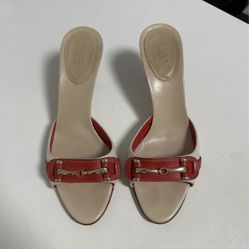 Authentic GUCCI Leather and Fabric Heels