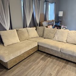 Huge 115” x 90” Deep Seat Corduroy Sectional Sofa – 2 Pieces 🛋️
