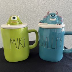Rae Dunn Mike & Sulley Mug Set – Disney Pixar with Toppers