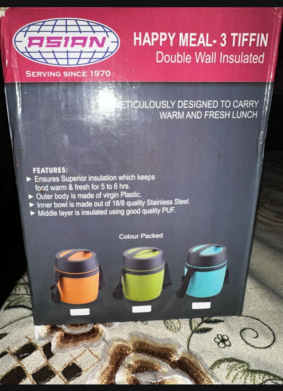 Stainless  Happy Meal 3 Tiffin  For lunch