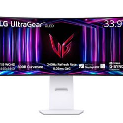 LG - UltraGear 34" OLED Curved WQHD 240Hz 0.03ms FreeSync and NVIDIA G-SYNC Compatible Gaming Monitor with HDR400 - White