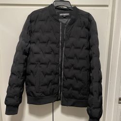 Mens Black Flight Coat Sz Large Flight Jacket - Karl Lagerfield 