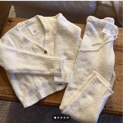 Women Jogger Set, Cream, Women 8-10 Med.  Soft, Plush Loungewear 