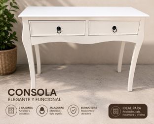 White Entryway Table with 2 Drawer Console Table for Entryway Entrance Table for Hallway, Living Room, Foyer,