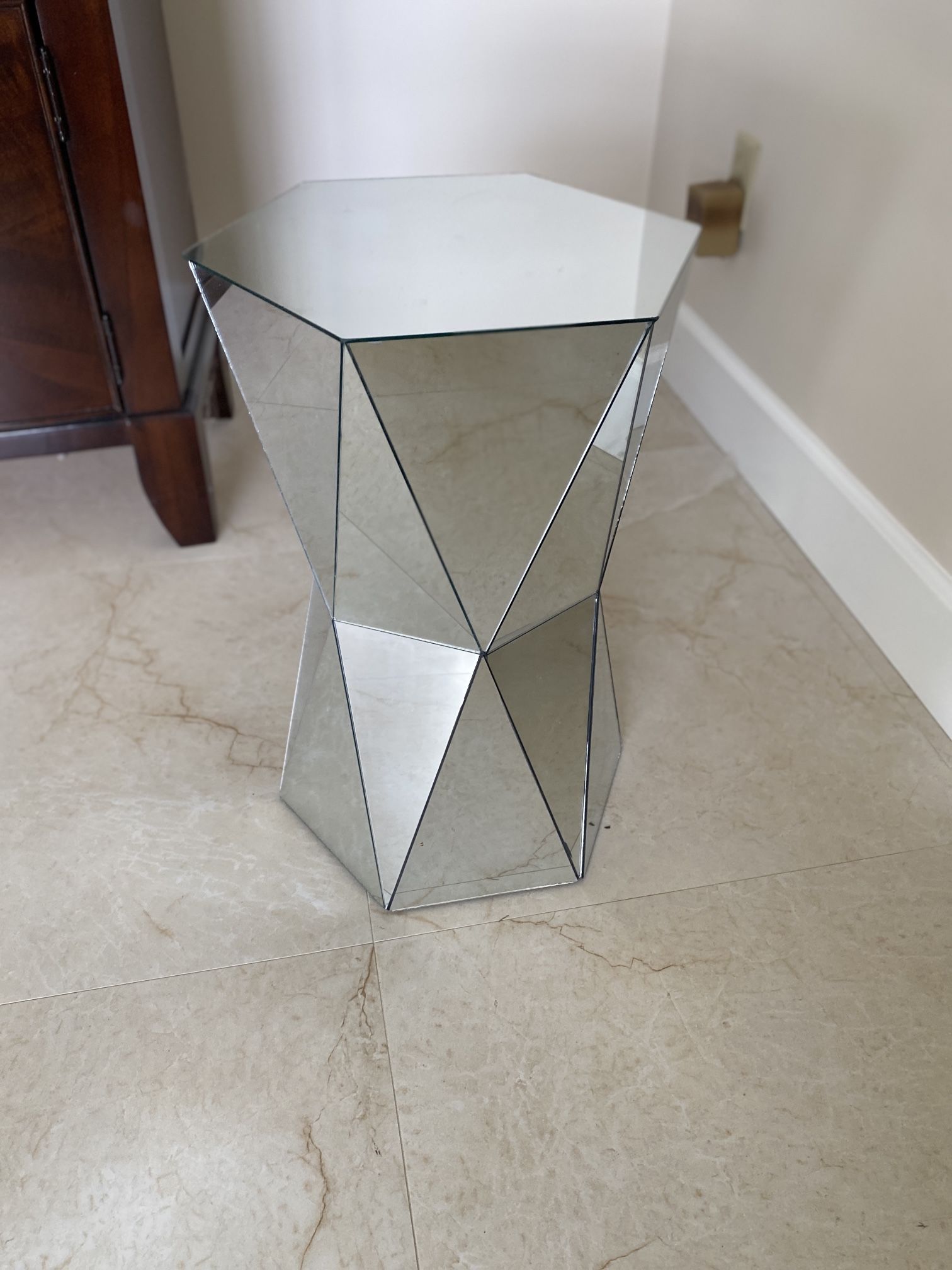 Hexagon Mirror End Table