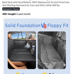Back Seat Extender for Dogs, PU Leather Dog Car Seat Cover for Back Seat with Hard Bottom, 100% Waterproof, Scratch Proof and Anti Slip Dog Hammock fo