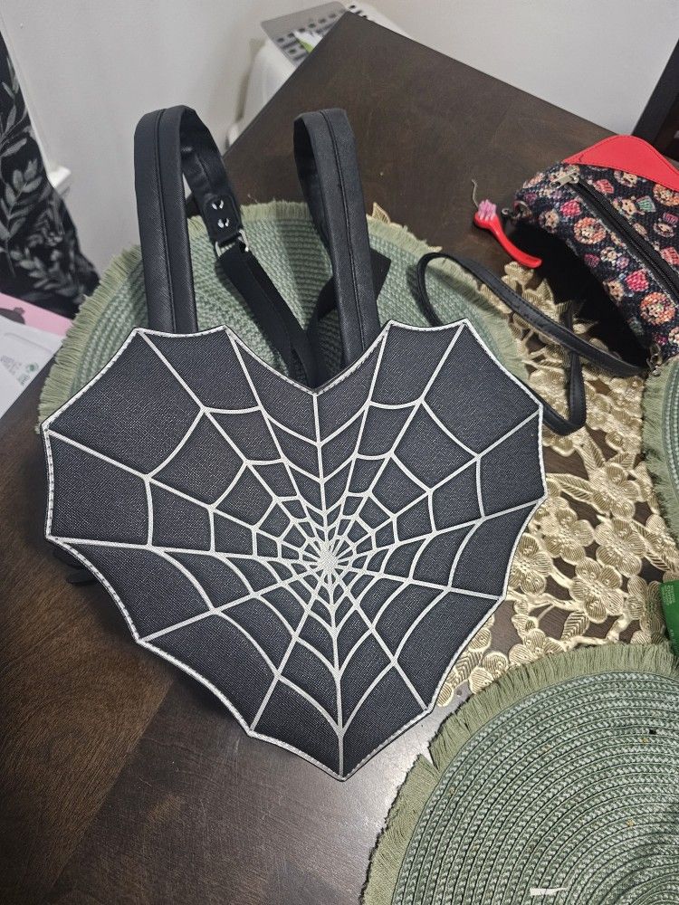 Heart Web Backpack Purse
