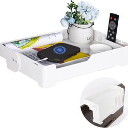 Bedside Shelf,Foldable top Bunk Bed Shelf with Cupholder and Remote Control Holder, nightstand Tray for College, Dorm, Room (White)