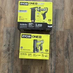 2 New 🔥 nailer guns 23 pin nailer and 18 gauge Ryobi HP CORDLESS nailer 18v - tool only