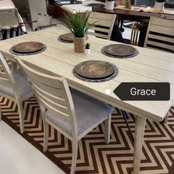 White sand dining table 6PC❤️✨we have delivery 🚛👍🏼 today only $49 down (price: $649)
