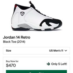 Jordan 14 Retro (Black Toe) 2014