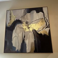 Large Navy And Gold Abstract Wall Art