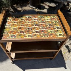 Starbucks Card Moving Wooden Bar Cart