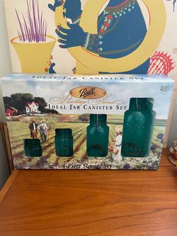 Vintage Aqua Ball Storage Canister Set