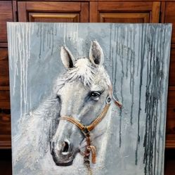 Hand painted 3D horse head wall art 31.5*31.5 inch pls read description