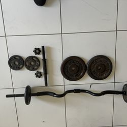 Curl Bar And Weights Included 