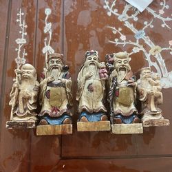 Set Of 5 Chinese God Statues 