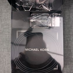 Michael Kors Men's 4 In 1 MK Logo Leather Reversible Belt Box Set Black MSRP $198.00