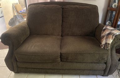 Brown With Hints Of Green Corduroy Love Seat