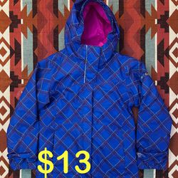 Columbia Fleece Lined Interchange Hooded Jacket 3 In 1 Ski Coat Girls Small 