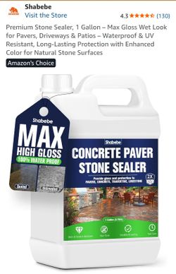 Shabebe Premium Stone Sealer, 1 Gallon – Max Gloss Wet Look for Pavers 1 Gallon