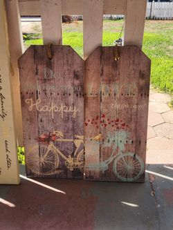 Rustic Wood Plank Wall Signs Set of 2