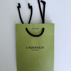 Rare Läderach Switzerland Green Gift Bag Rope Handles Floral Interior Boutique