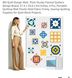 BXI Quilt Design Wall, Thick Sturdy Flannel Quilters Design Board, 31.5 x 23.6 x 0.6 inches, 4 Pcs, Portable Quilting Wall Panels Hold Fabric Firmly, 