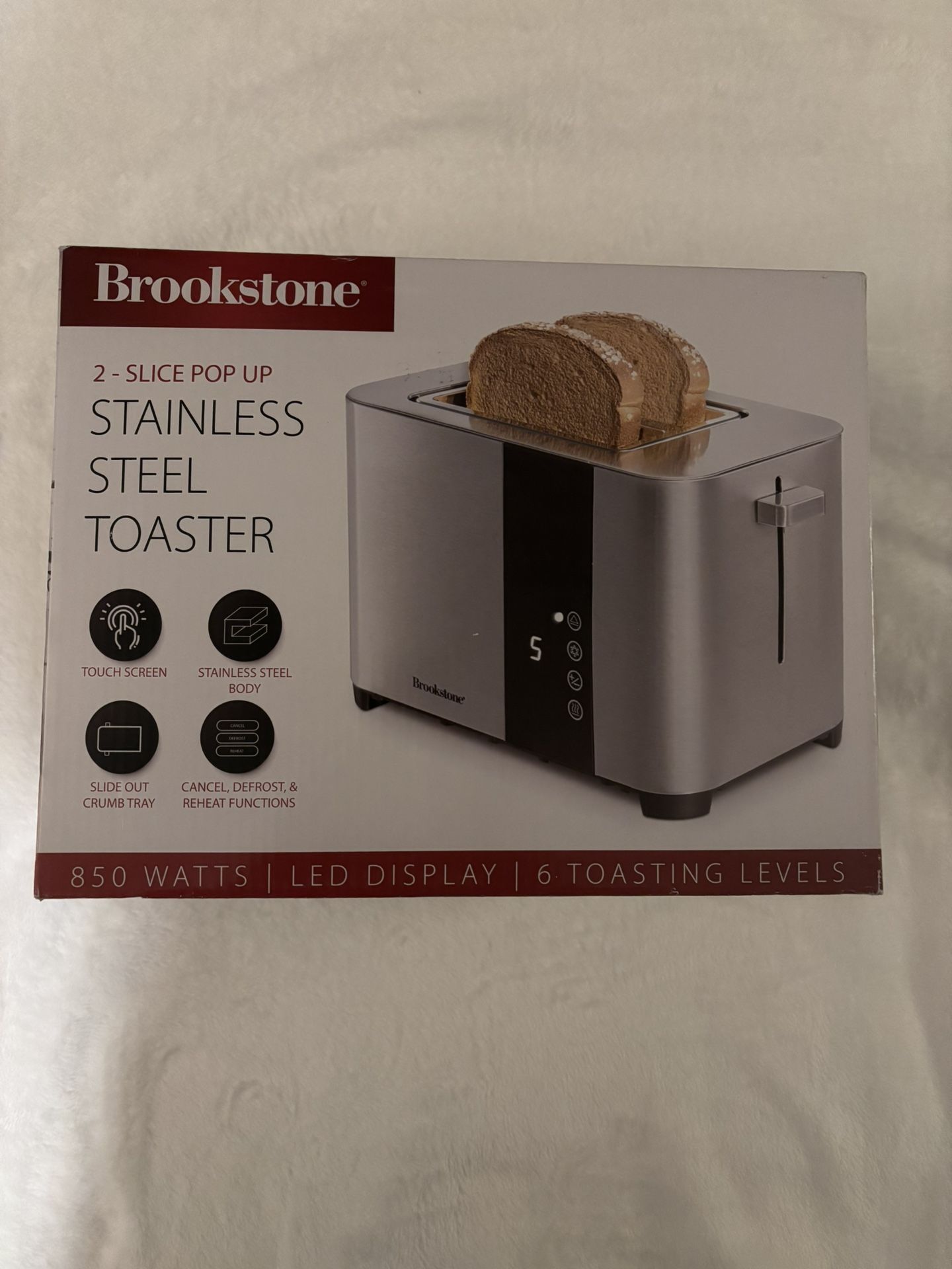 BROOKSTONE Stainles Steel Toaster -NEW
